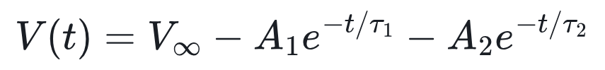 Double-exponential fit of the voltage recovery after a pulse